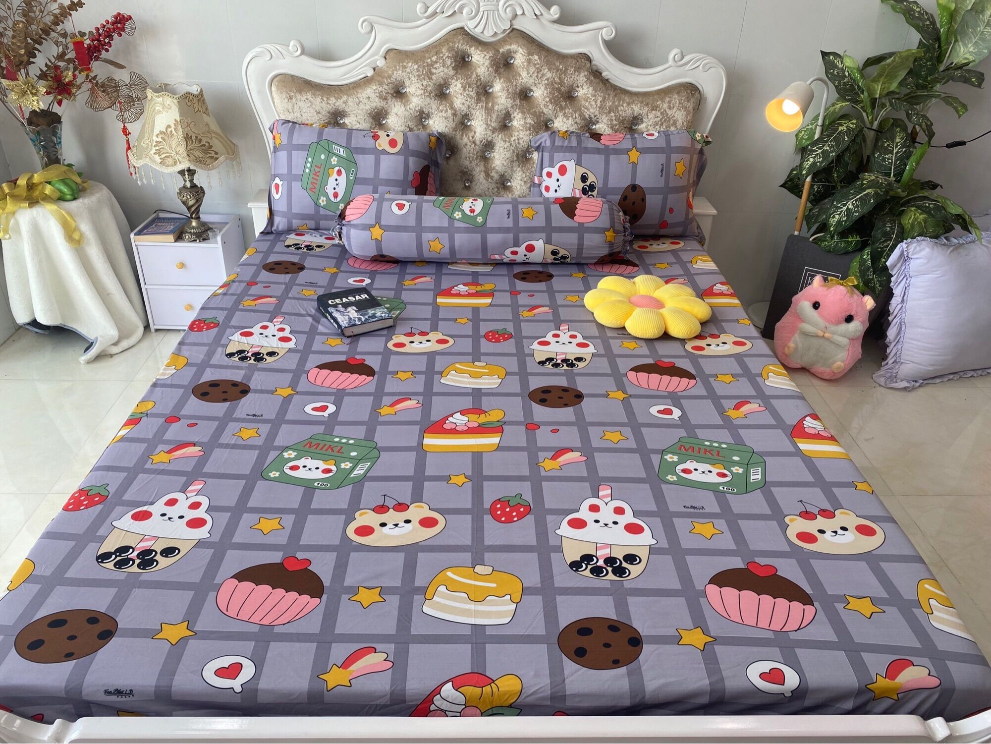 Bộ 4 món drap/áo gối THUN LẠNH HÀN QUỐC