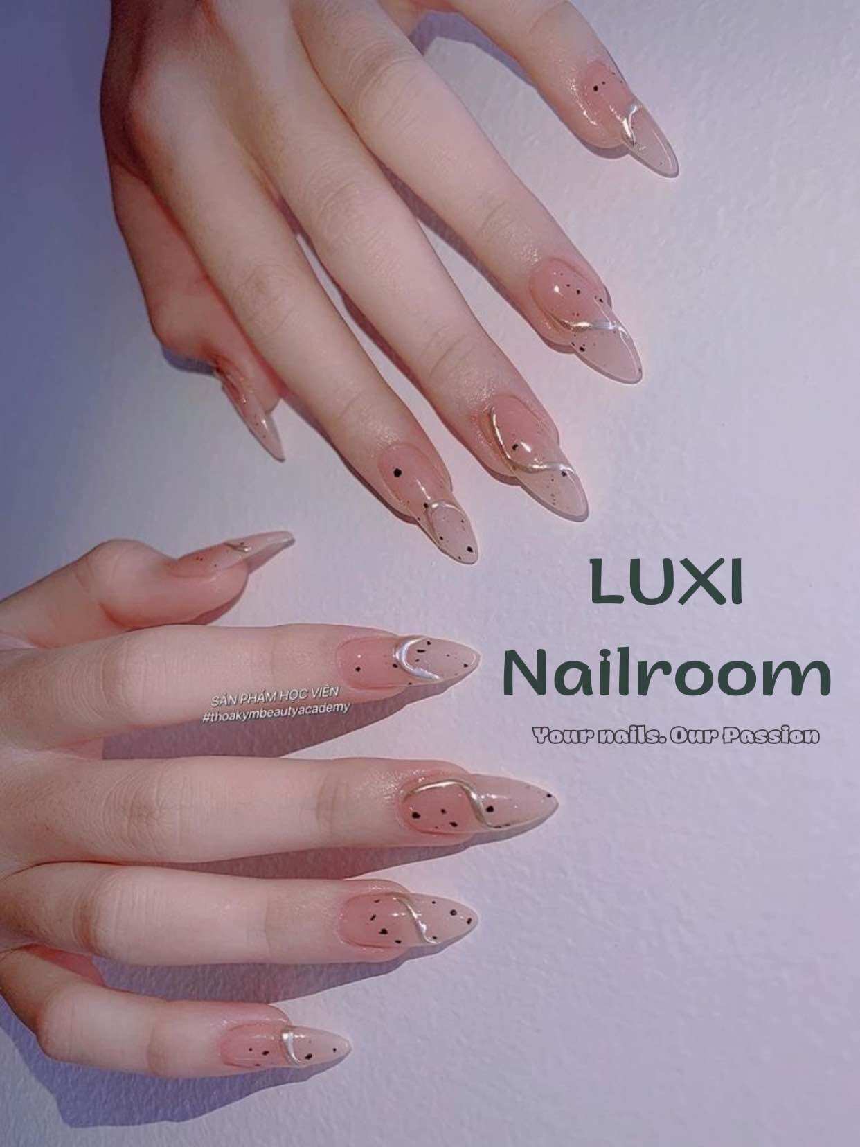 Nailbox - móng úp thiết kế thủ công mẫu thạch viền tráng gương