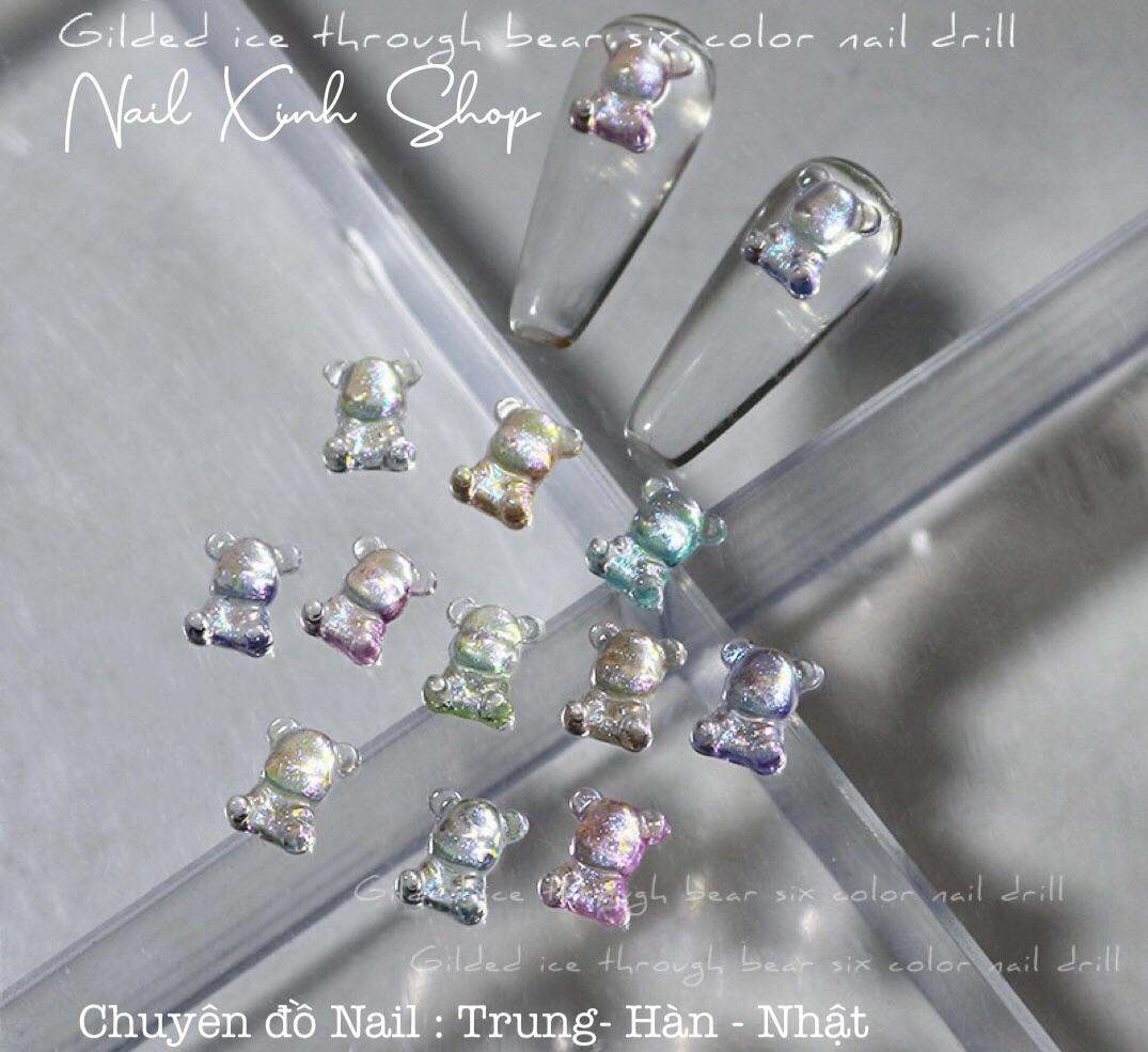 Hũ trang trí móng nail - 10 con gấu mix / charm gấu hot nail 2020