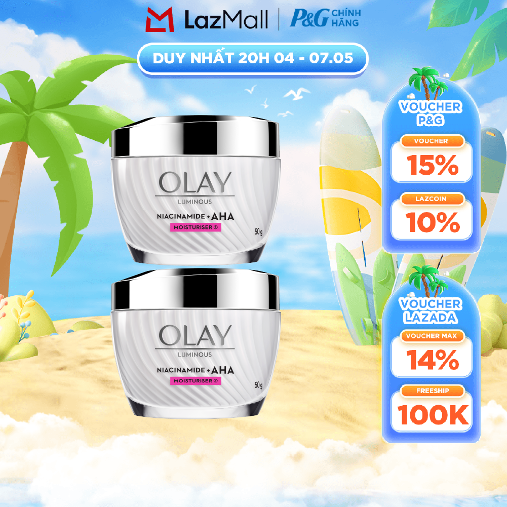 Combo 2 Kem Dưỡng Ban Ngày OLAY LUMINOUS NIACINAMIDE AHA Dưỡng Ẩm Sáng Da, Mờ Thâm Mụn Hũ 50G