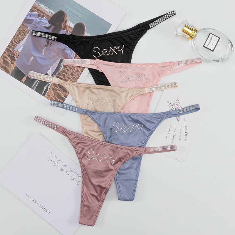 Sét 5 quần lót nữ lọt khe lụa cao cấp đính đá