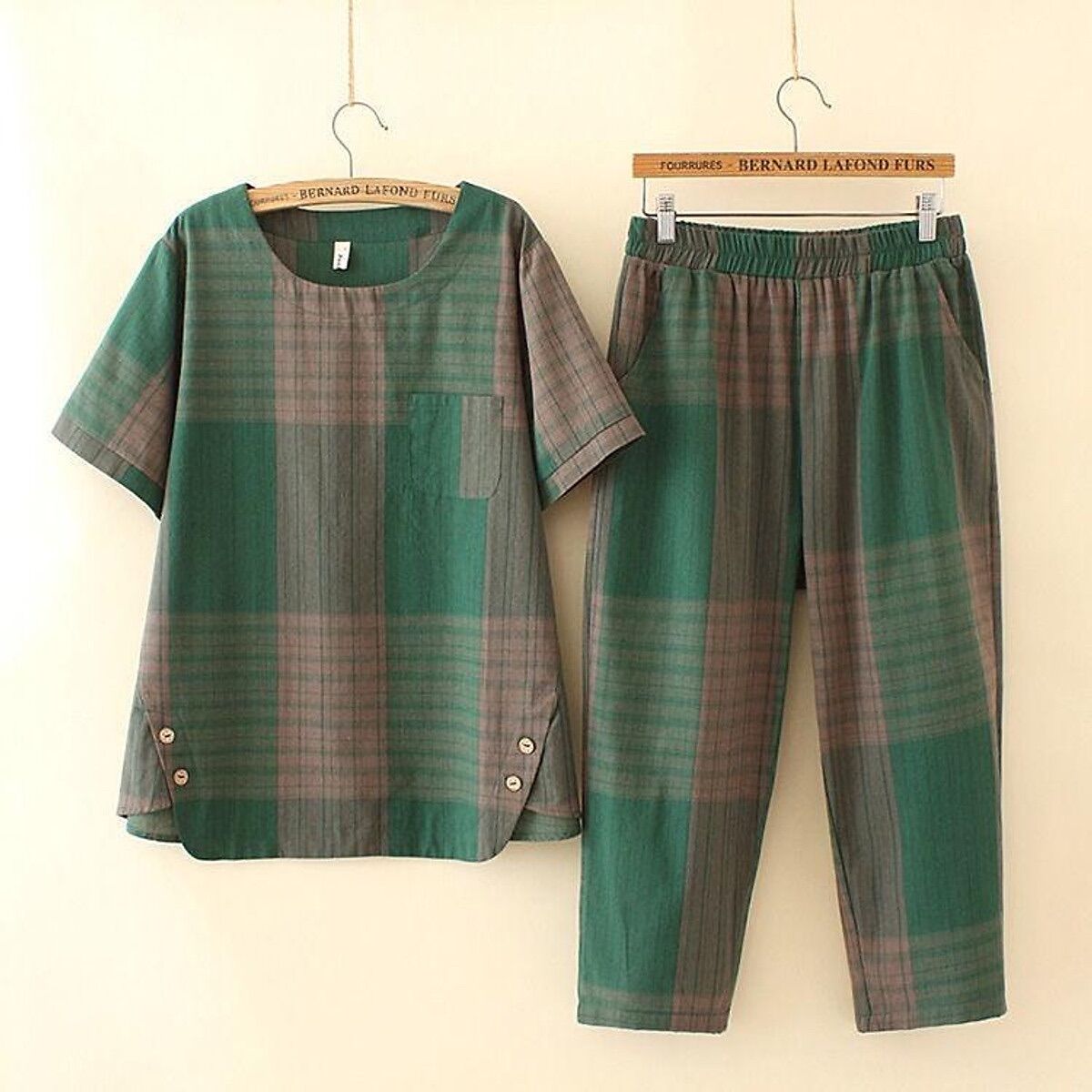 Set caro xanh lửng hàng thun lanh mẫu mới