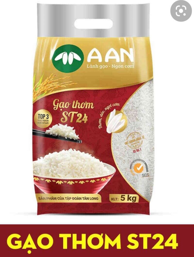 Gạo st24 a an/ túi 5kg _ ?? gạo thơm cơm dẻo mềm và dai