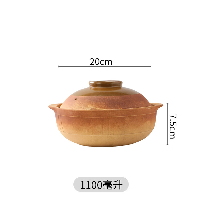 Nồi đất không tráng men nồi hầm canh đất sét kiểu cũ nồi đất sét cỡ nhỏ chuyên dùng cho cơm đất nung bếp ga gia dụng