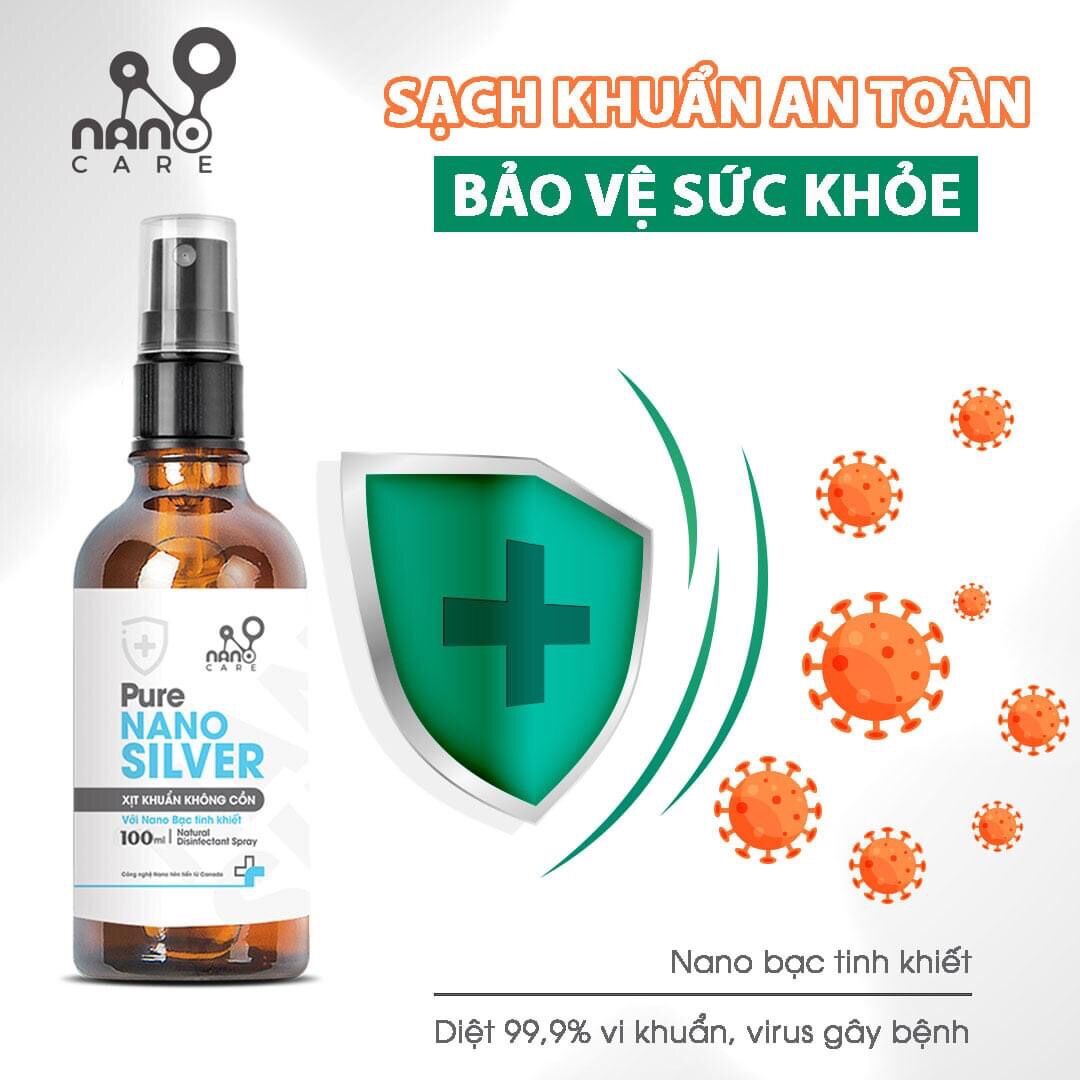 Xịt Khuẩn Không cồn Nano Bạc Cao Cấp.