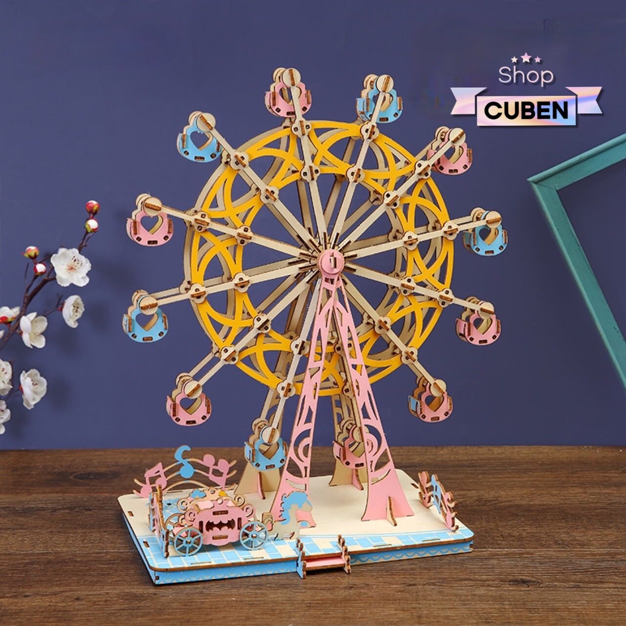Đồ chơi lắp ráp 3D gỗ mô hình Ferris Wheel siêu dễ thương- cắt laser