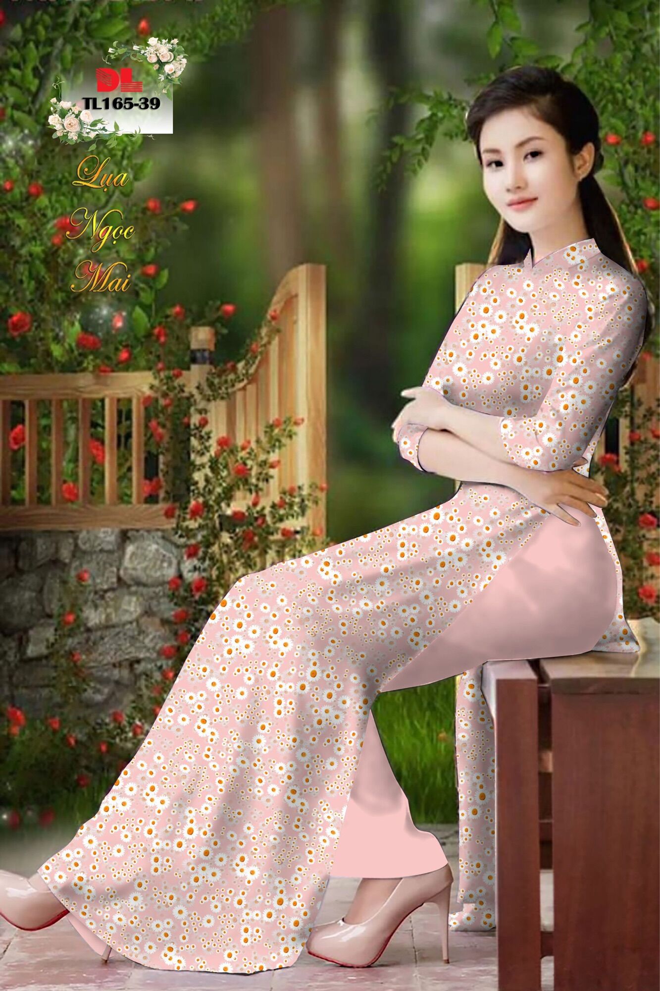 Vải áo dài hoa cúc