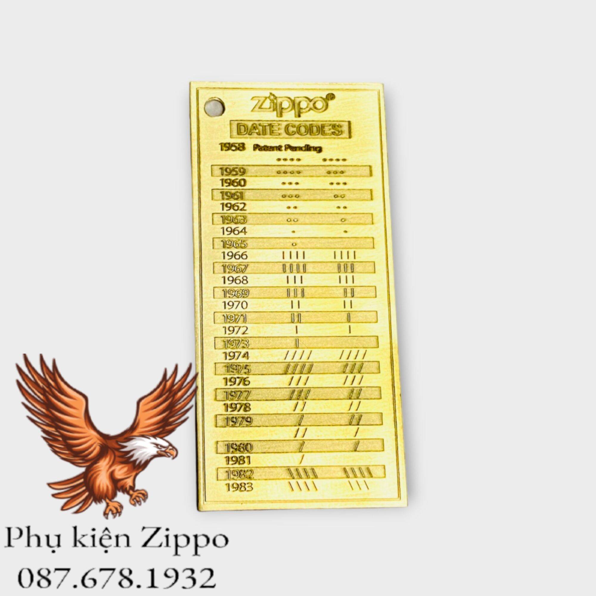 [Phụ kiện Zippo] Bảng tra mộc đáy Zippo đồng nguyên khối