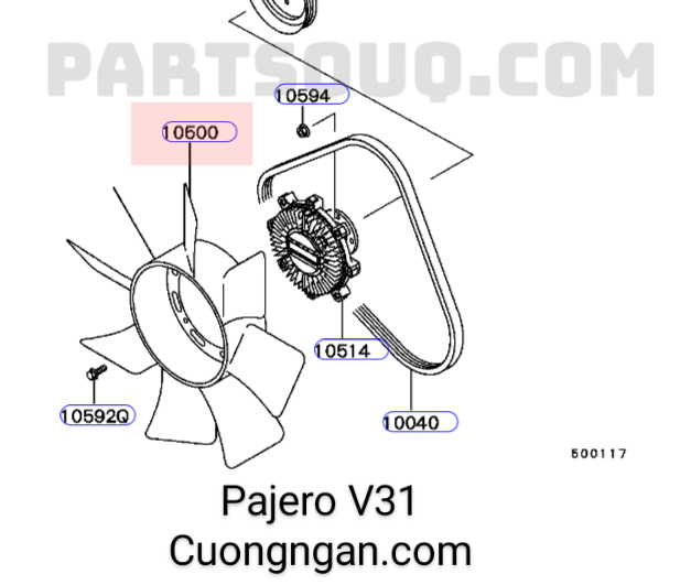 Cánh quạt (cooling fan) Pajero V31
MD317680