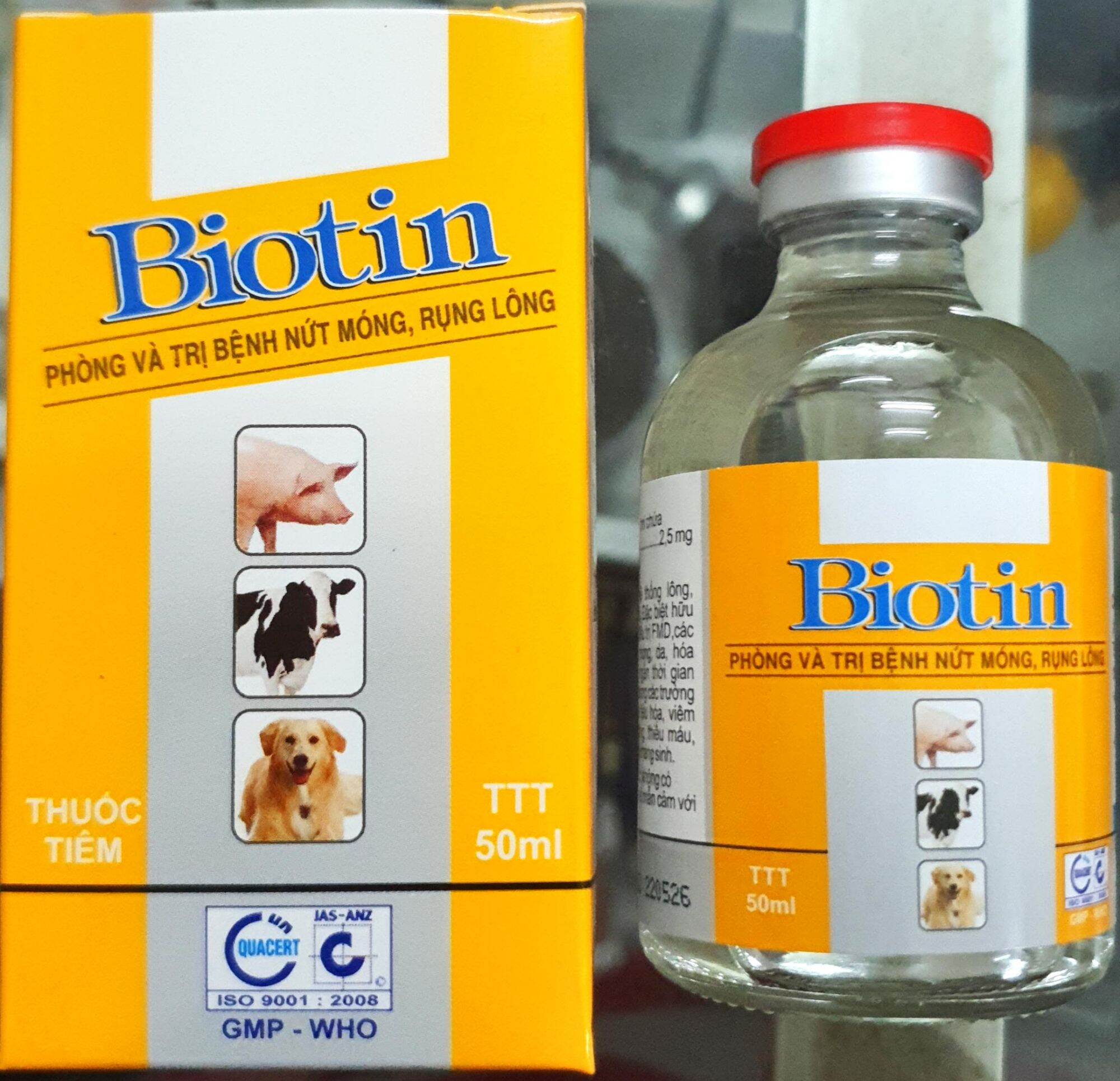  Biotin  Vitamin H liều cao  50ml - Phòng và tr.i bệnh nứt móng rụng lông bảo vệ hệ thống da lông móng cho gà đá thú cưng heo bò 