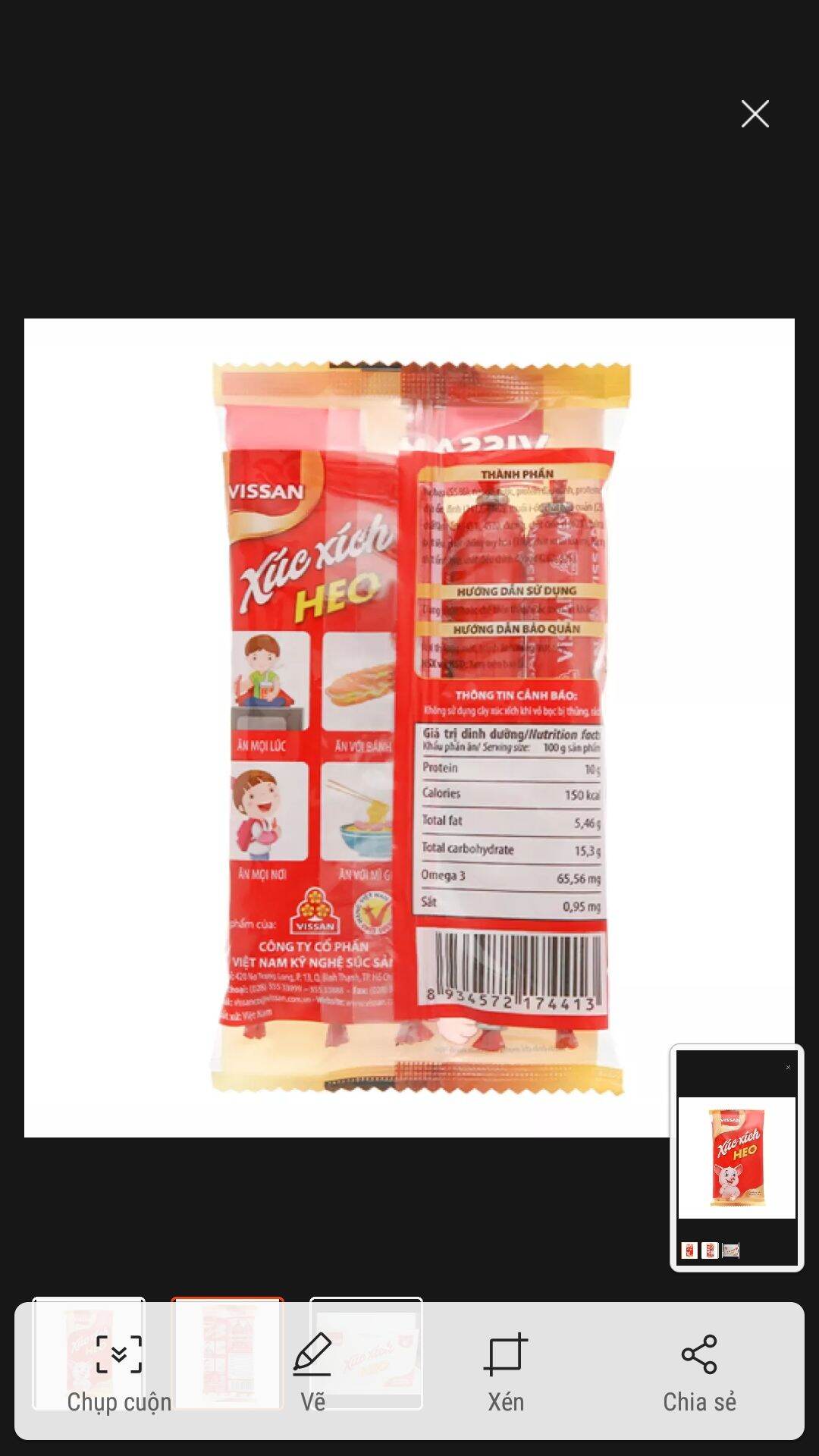 Xúc xích heo vissan gói đại 70g dat new