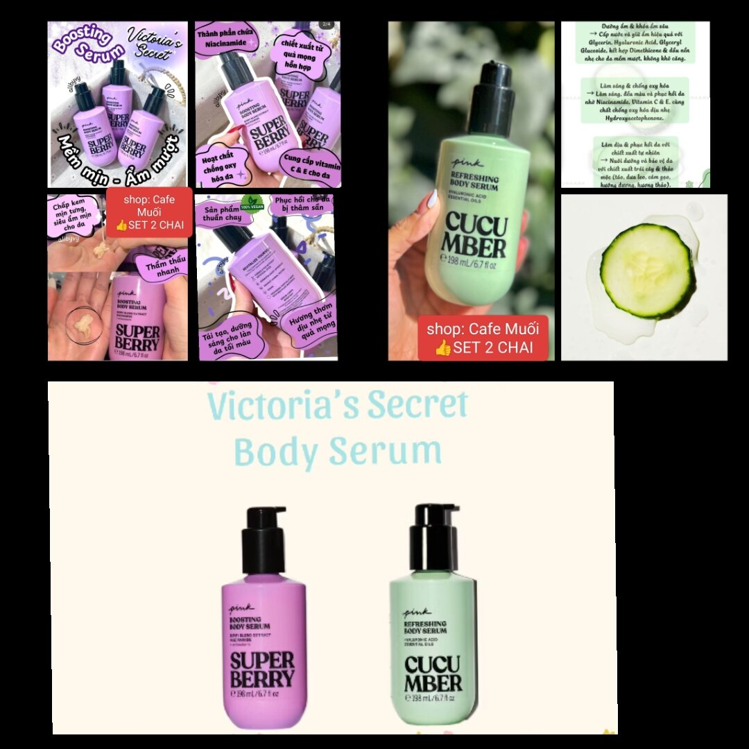 SERUM DƯỠNG THỂ TRẮNG DA Victoria's Secret PINK Super Berry Boosting Body Serum 198ml