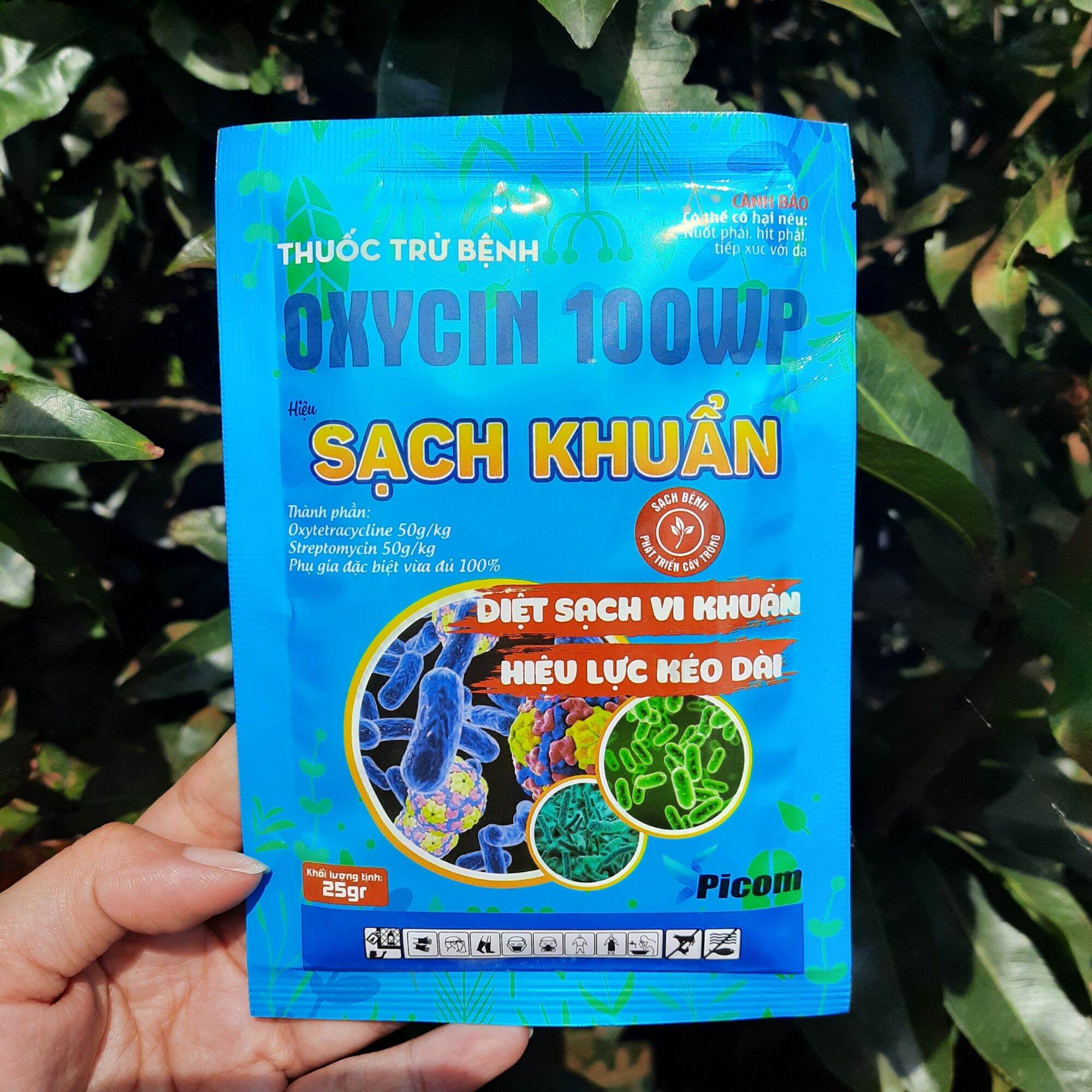 Thuốc diệt vi khuẩn oxycin 100wp - đặc trị cháy bìa lá, thối nhũn, khô vằn..