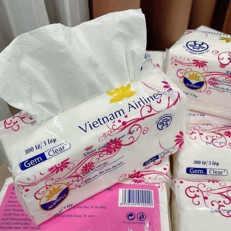 Gói 300 tờ khăn giấy ăn rút hàng không 3 lớp