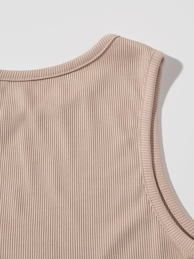 Áo croptop màu HỒNG DA Vá 2 mảnh sữa  (0810)