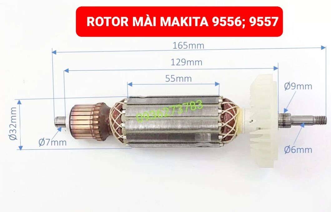 Rotor mài makita 9556 9557 + tặng kèm chổi than