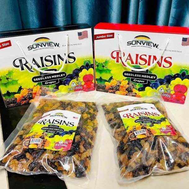 1kg Nho Raisins Dạng Hộp Túi Hàng Mỹ [DATE MỚI]