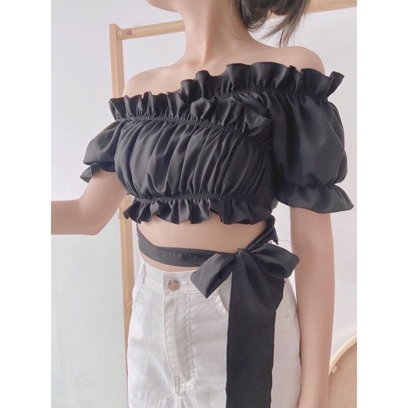 Áo cột eo vải voan lụa mềm mịn( kèm video hàng thật shop quay)