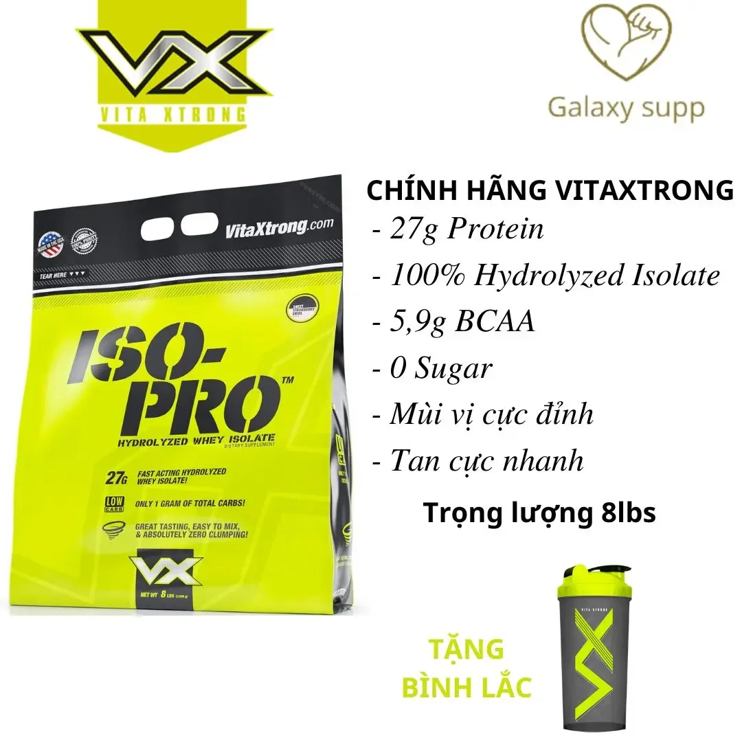 VITAXTRONG ISO PRO WHEY PROTEIN HYDROLYZED TĂNG CƠ 8LBS