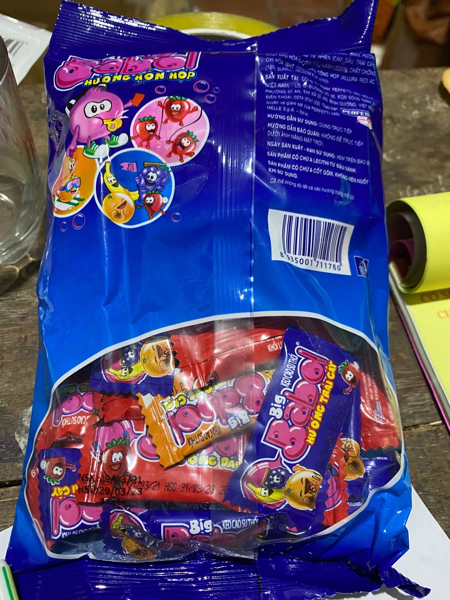 Túi 50 chiếc kẹo cao su bigbaboll hương trái cây