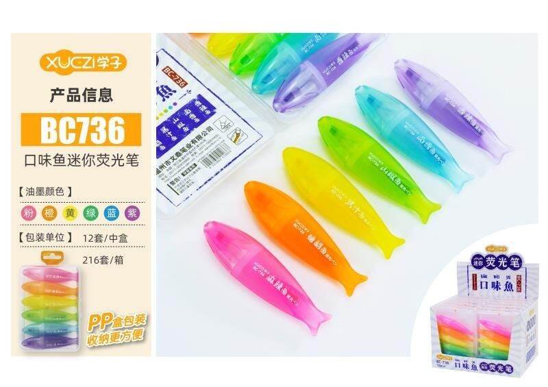 Bút dạ quang kiểu 6 cây 6 màu (736,709,836,1230,729,716)