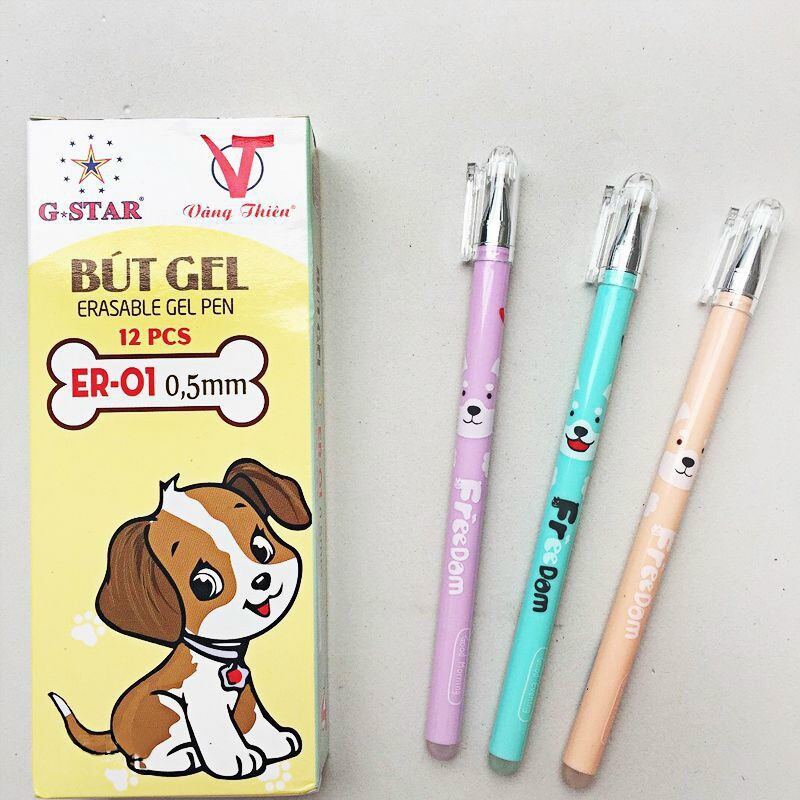 (12 Bút ) Bút   Gel   Mực    Tím   Xoá   Được