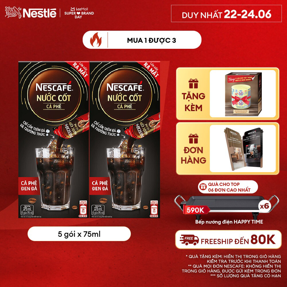 [ƯU ĐÃI THÁNG 6] Combo 2 hộp Nước Cốt Cà Phê NESCAFÉ Cà phê Đen Đá