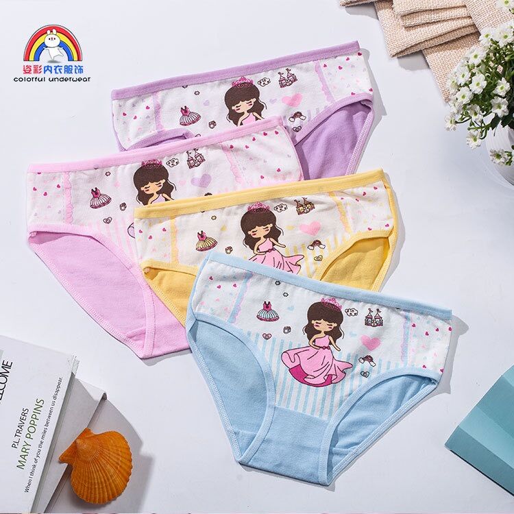 4 quần đùi chíp, quần lót cho bé gái hình Cô gái