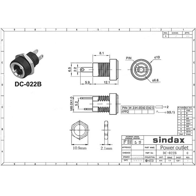 combo 2 Jack sạc DC-022B chuẩn 5.5mm x 2.1mm (Jack DC
