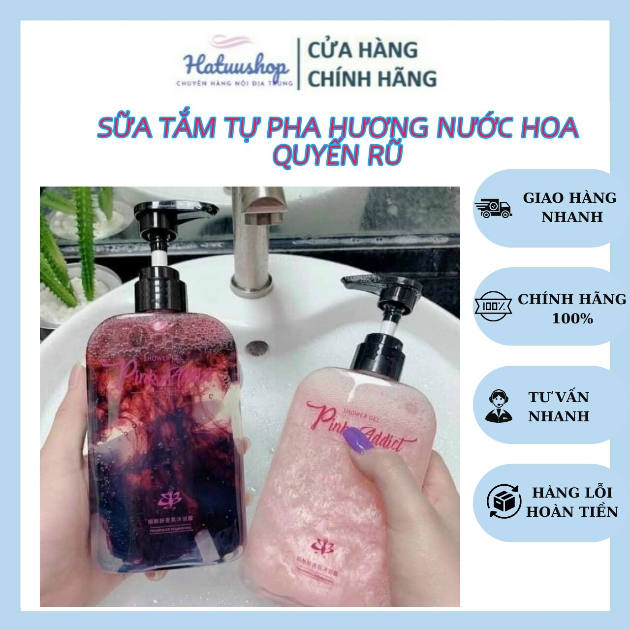 Sữa Tắm Hương Nước Hoa PINK ADDICT Dưỡng Trắng, Dưỡng Ẩm Và Lưu Hương Thơm