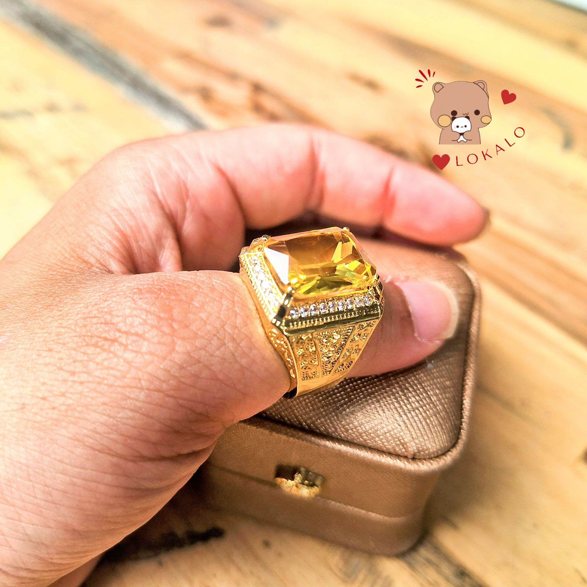 Trang sức nam bạc Thái cao cấp Nhẫn nam bạc Thái mạ vàng mặt đá cao cấp trang sức phong thủy (nhẫn đ