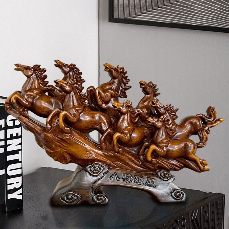 Tượng Phong Thủy Bát Mã Truy Phong , Mã Đáo Thành Công (46x14x28cm) , Tượng Décor Trang Trí nhà Cửa Làm Quà Tặng Tân Gia Khai Trương