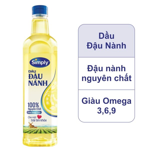 Dầu đậu nành nguyên chất Simply chai 1 lít