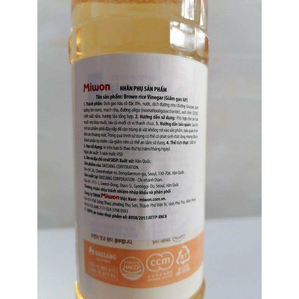 GIẤM GẠO LỨT MIWON 500ML