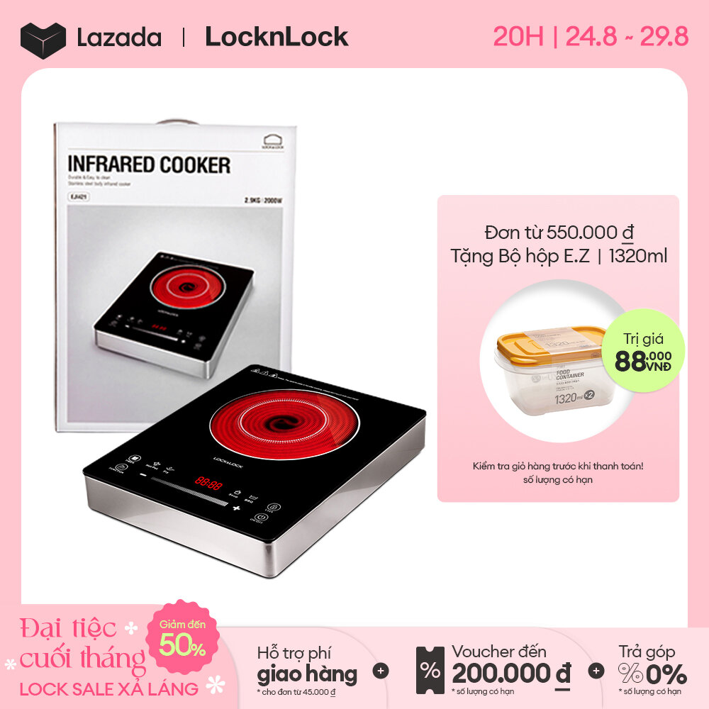 EJI421 - Bếp hồng ngoại Lock&Lock, Thích hợp với mọi loại nồi chảo từ 12-26cm - 8 mức độ nhiệt Hàng chính hãng - Bảo hành 2 năm