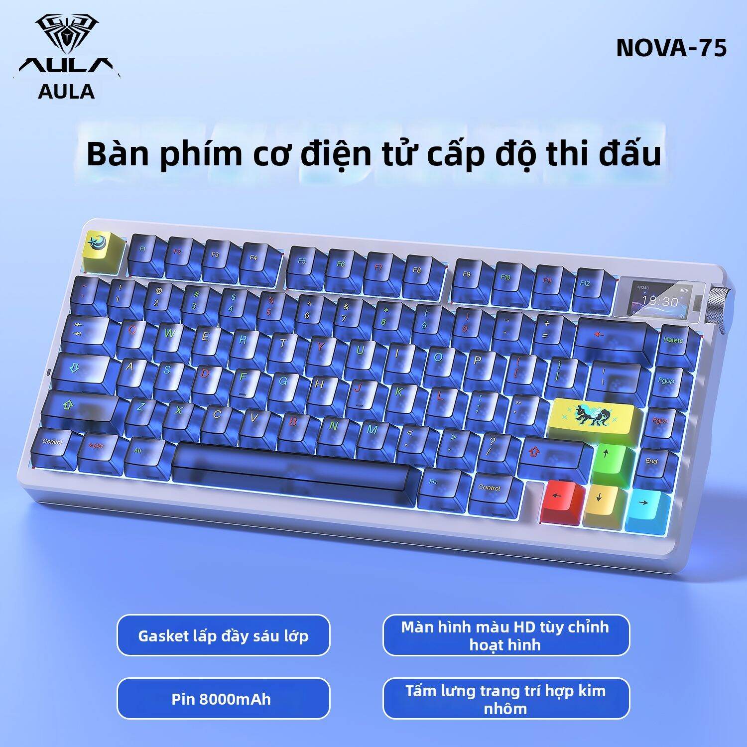 AULA | Bàn Phím Cơ AULA Nova 75 Chơi Game Đổi Switch Nóng Tùy Chỉnh Với Màn Hình Thông Minh