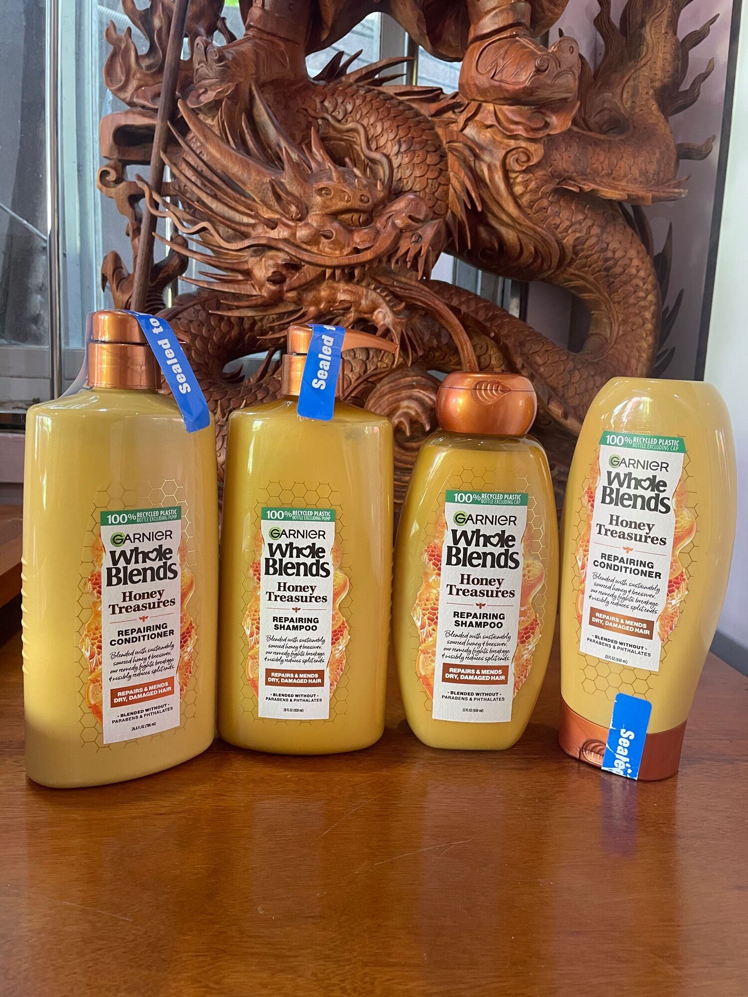 Dầu gội và xả Garnier whole blends Honey