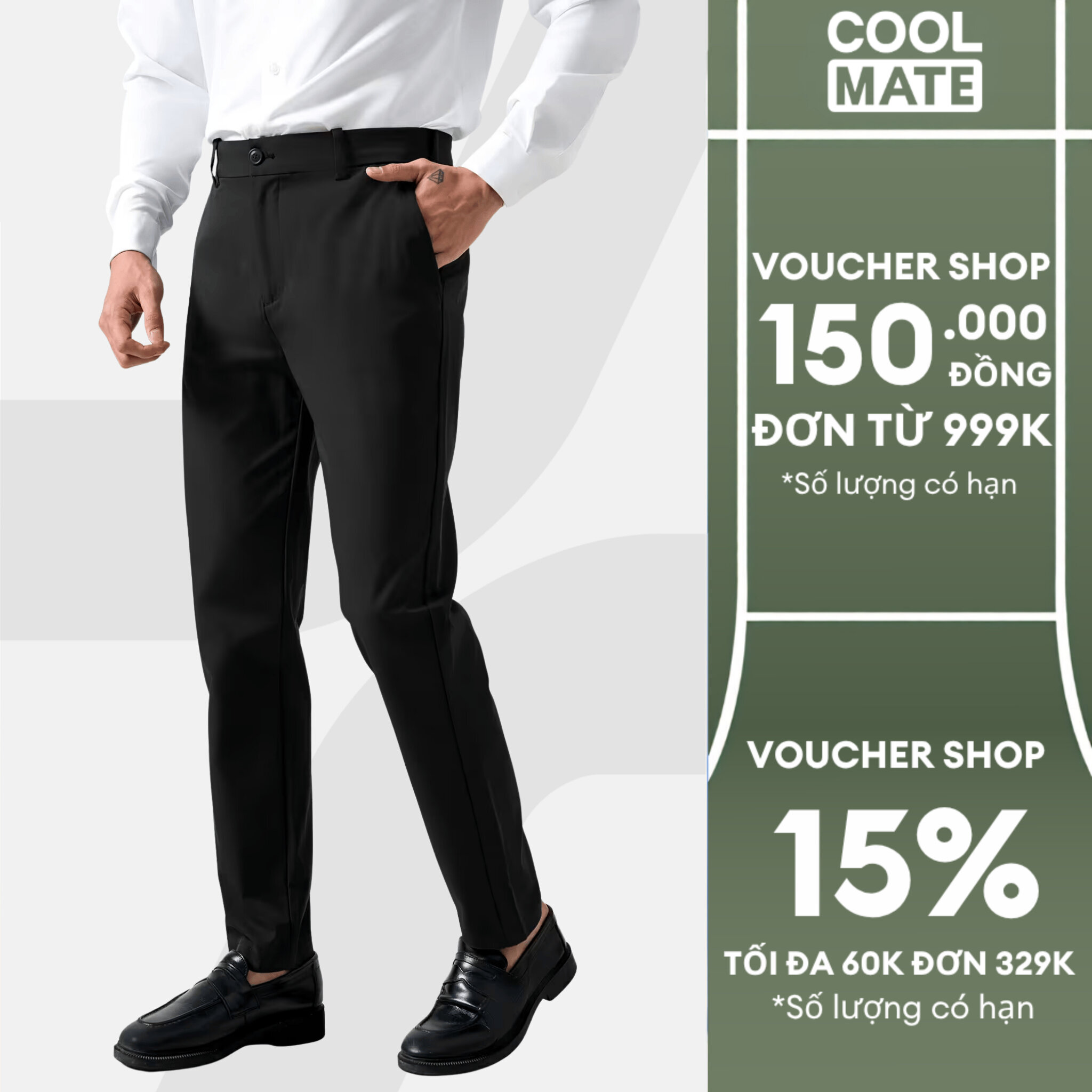 Quần dài, quần tây nam Kaki Excool co giãn, nhanh khô, quần âu đi chơi chống nắng, chống tia UV Coolmate