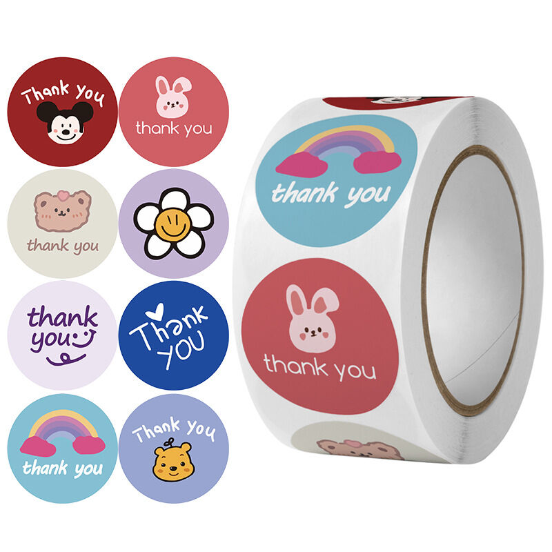 Cuộn 500 sticker/tem dán thank you cảm ơn ( nhiều mẫu)