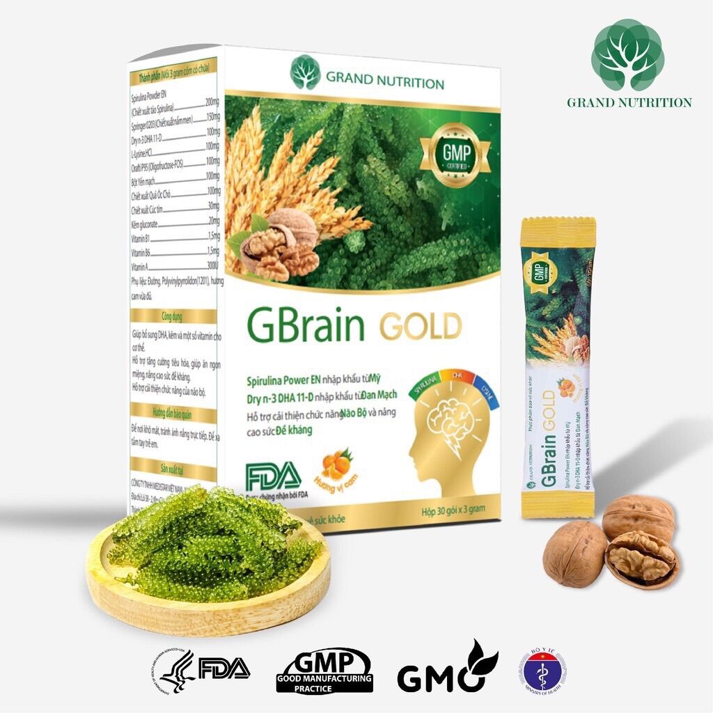 Cốm trí não g brain gold hộp 30 gói.
