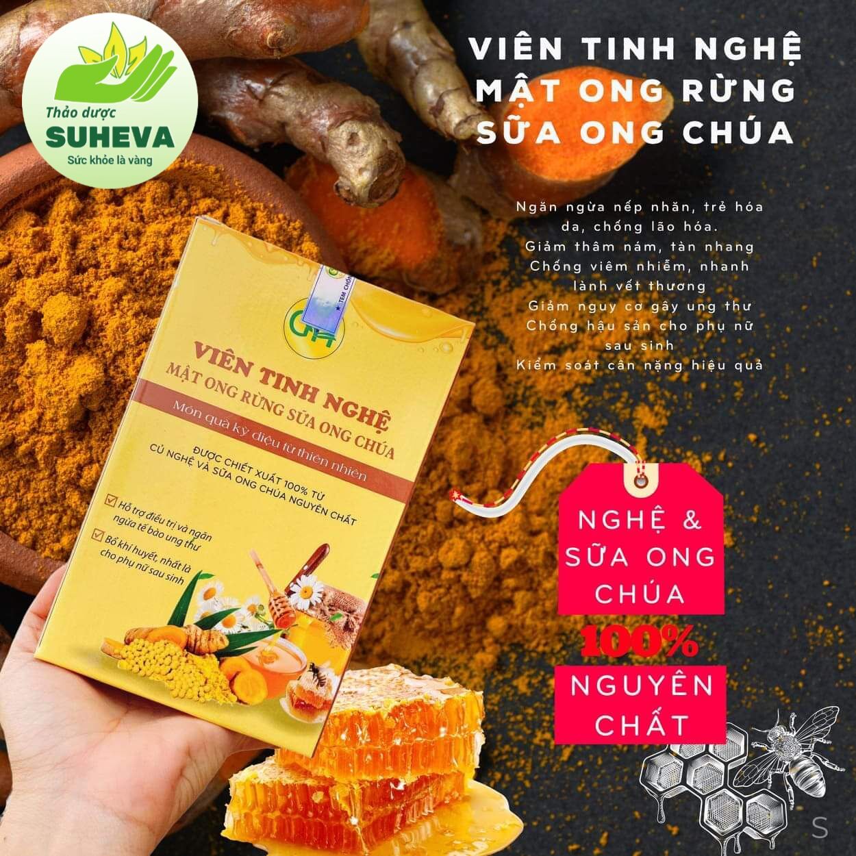 Viên tinh bột nghệ mật ong hộp 250g