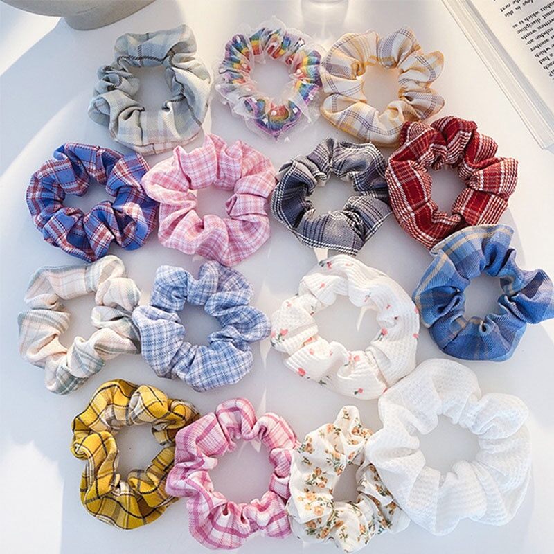Dây Buộc Tóc Scrunchies Co Giãn Nhiều Màu Sắc Xinh Xắn
