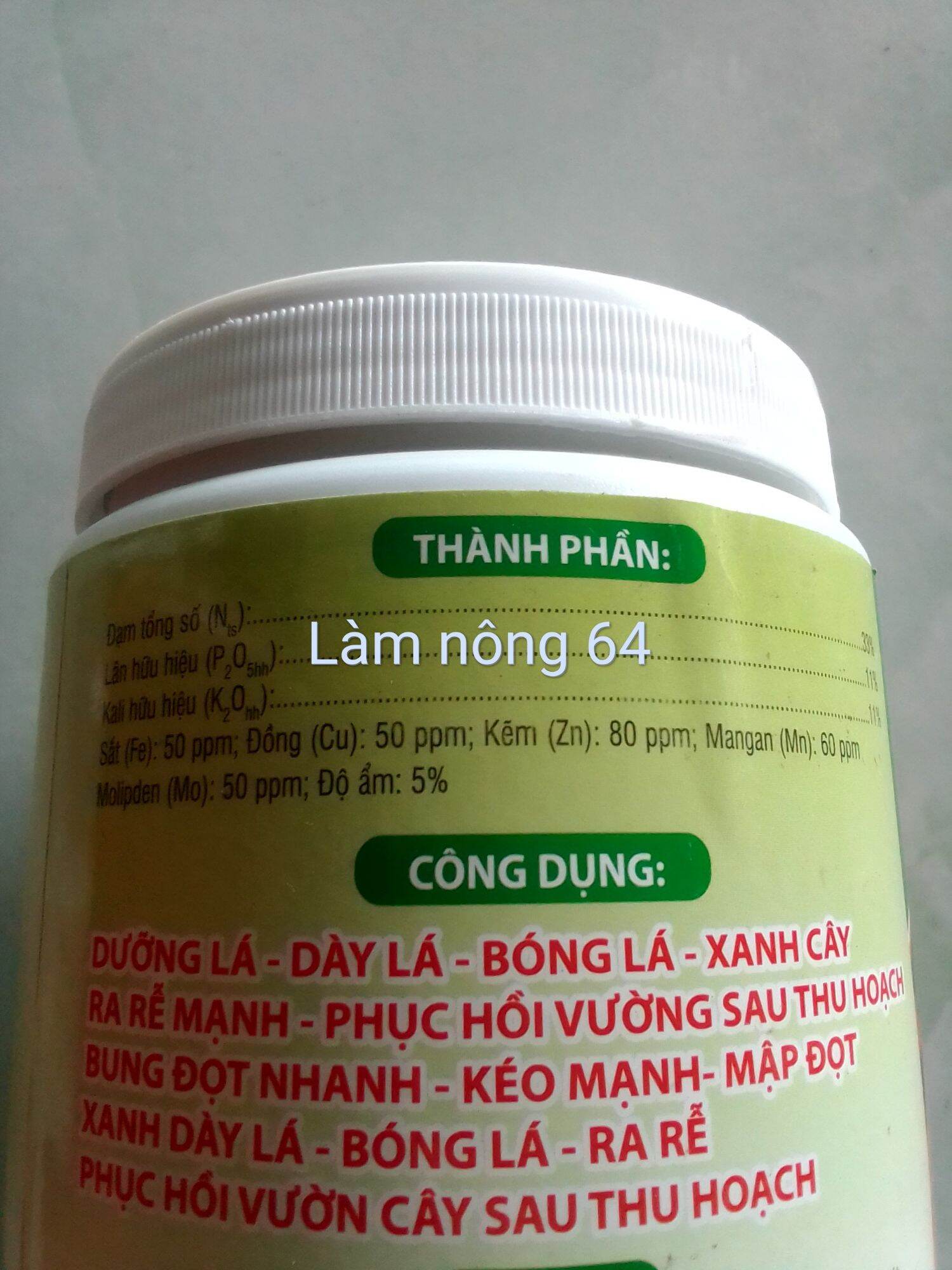 (Làm nông 64) Phân bón vi lượng 33-11-11, KL:500gam