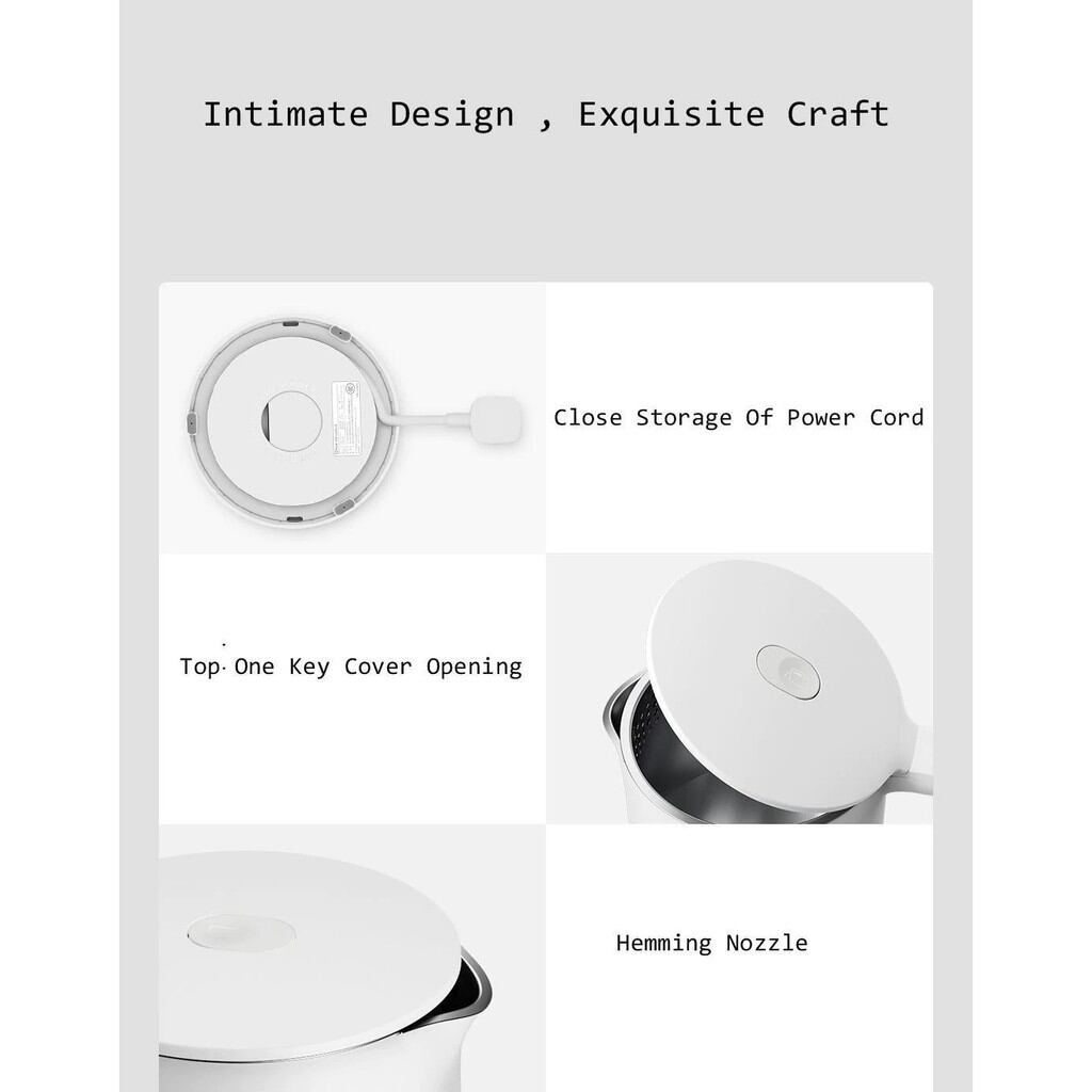 Ấm nước siêu tốc Xiaomi 1A công suất 1800W, dung tích 1,5L, đun sôi nước trong  3-5 phút