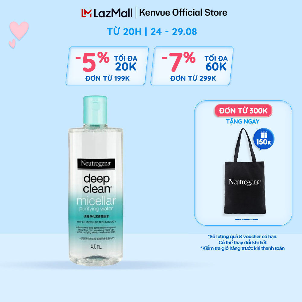 Nước tẩy trang thanh lọc và làm sạch sâu Neutrogena Deep Clean micellar purifying water 400ml