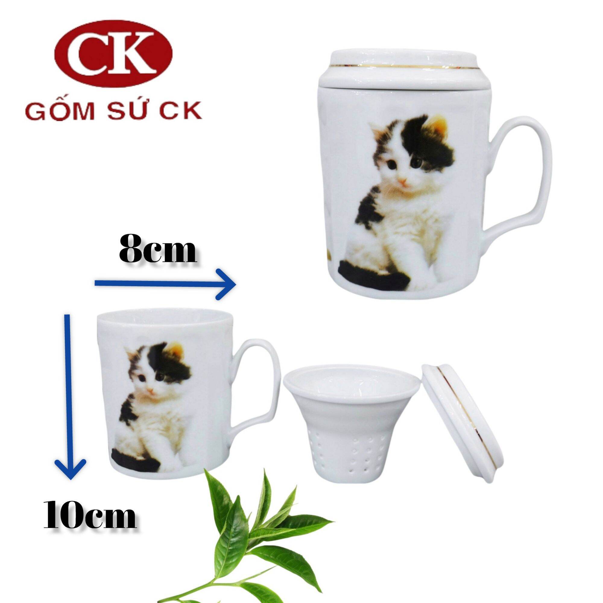Ly sứ có nắp CK 380ml_có lưới lọc trà