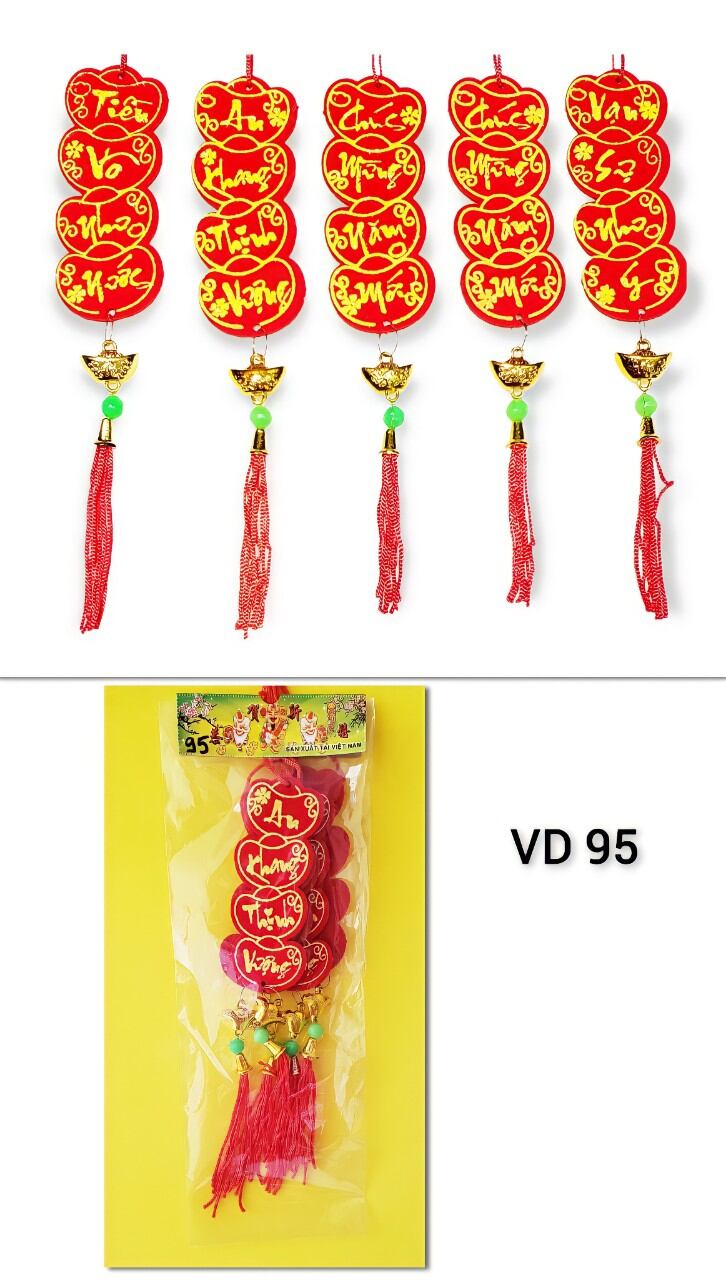 day treo tết liễn nhung bịch 5 dây VD, khánh tết,liễn tết