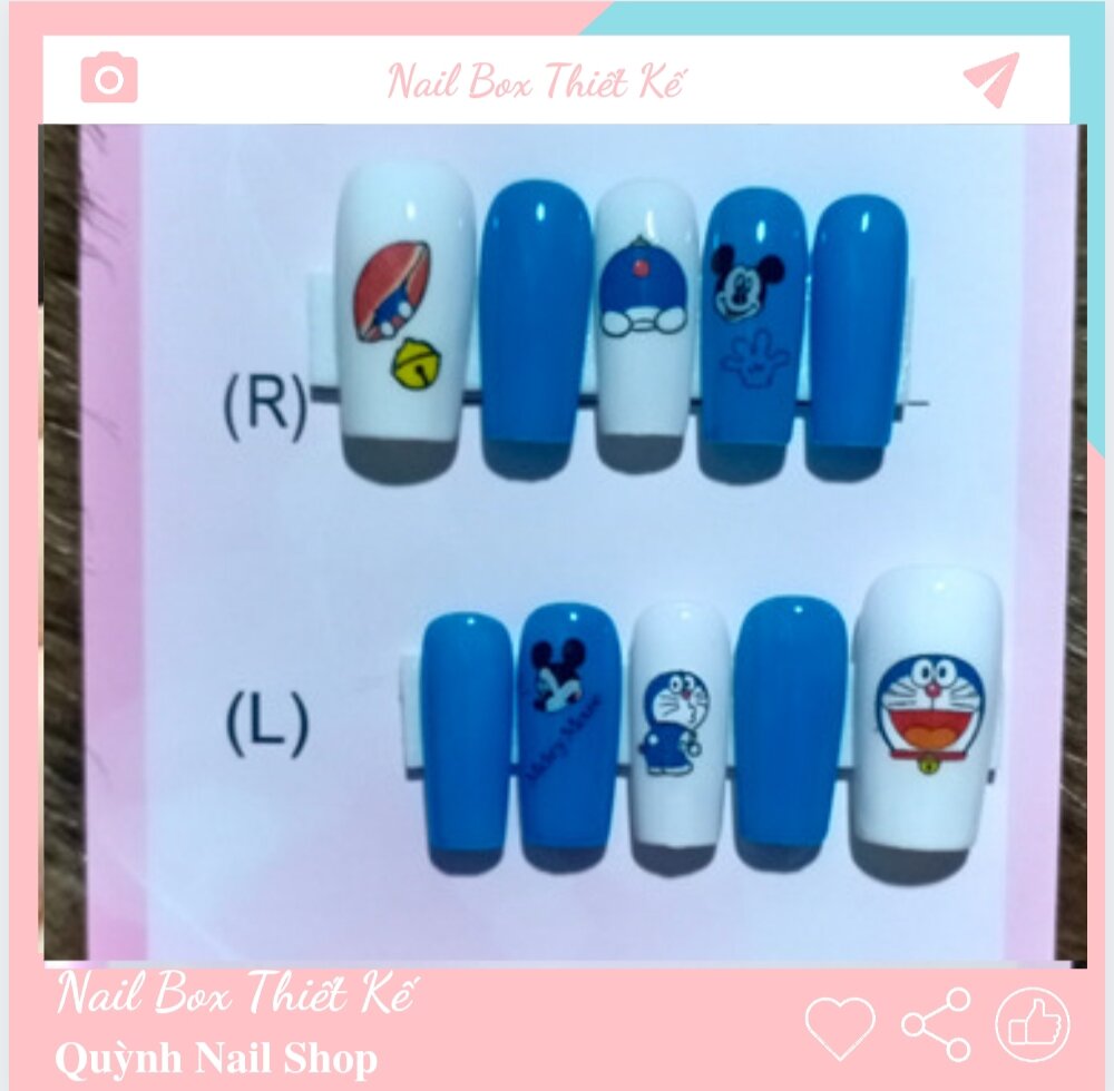 Nail box thiết kế #bộ #Móng úp giả #phom vuông họa tiết đôrađemor