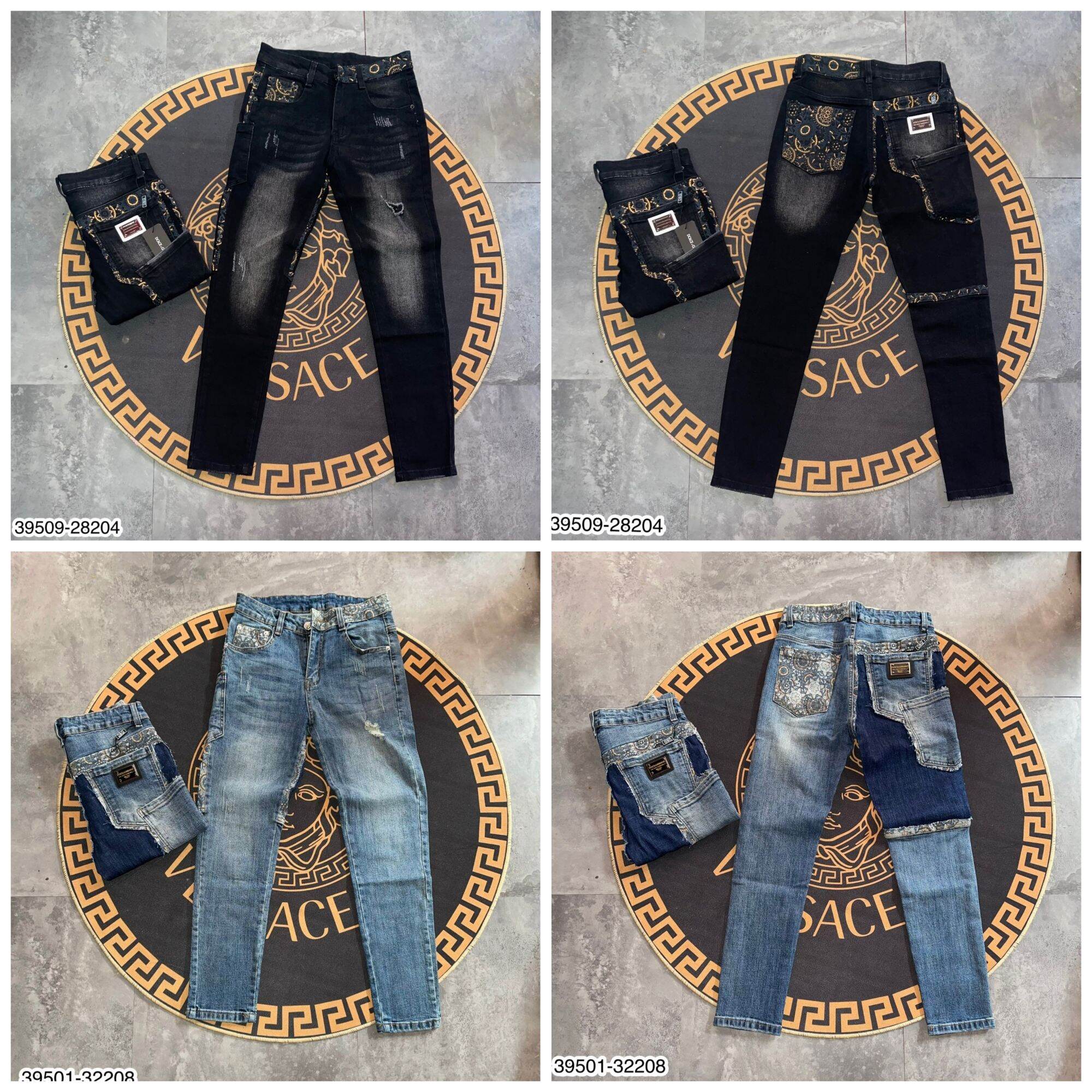 Quần Jean nam rách thổ cẩm - Quần Jeans DG nam rách cực đẹp