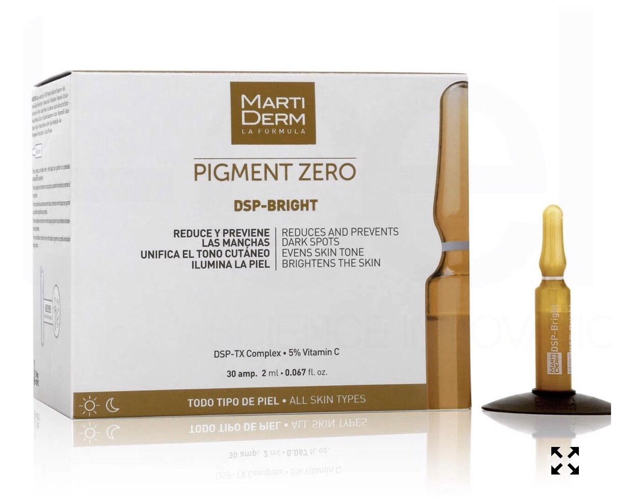 5 ống ampoule dưỡng sáng đều màu da, giảm đốm sắc tố - martiderm pigment zero dsp bright